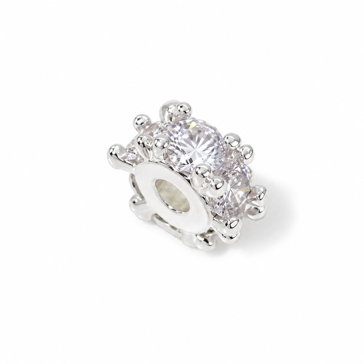 Silver Zircon Crown Spacer jewelry component for DIY projects - image 1