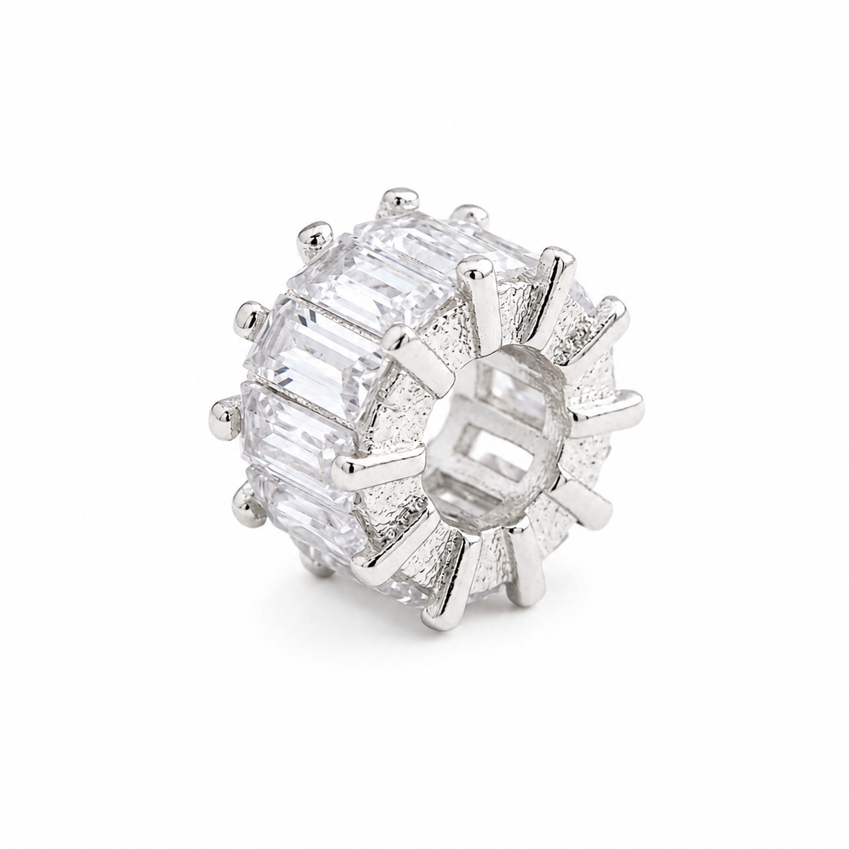 Silver Zircon Starburst Spacer jewelry component for DIY projects - image 1