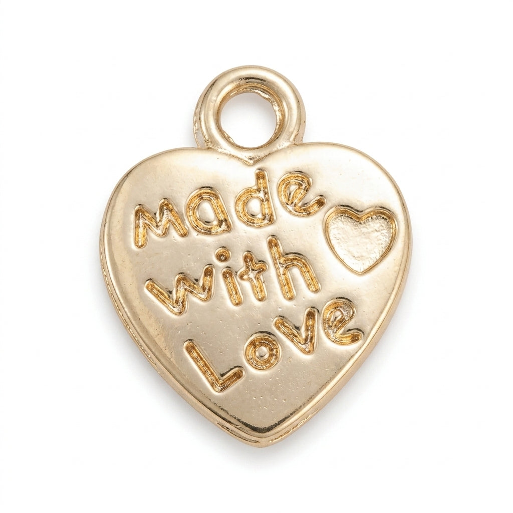 Made With Love Heart Tag jewelry component for DIY projects - image 1