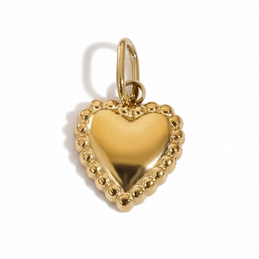 Gold Puffy Heart Pendant jewelry component for DIY projects - image 1