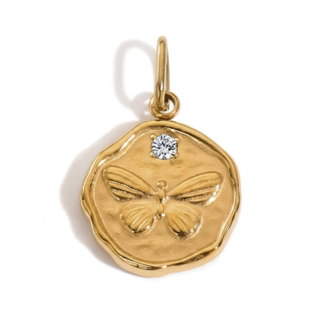 Gold Dragonfly Coin Pendant jewelry component for DIY projects - image 1