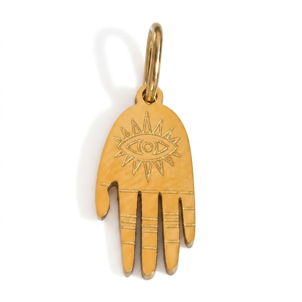 Gold Hamsa Hand Pendant jewelry component for DIY projects - image 1