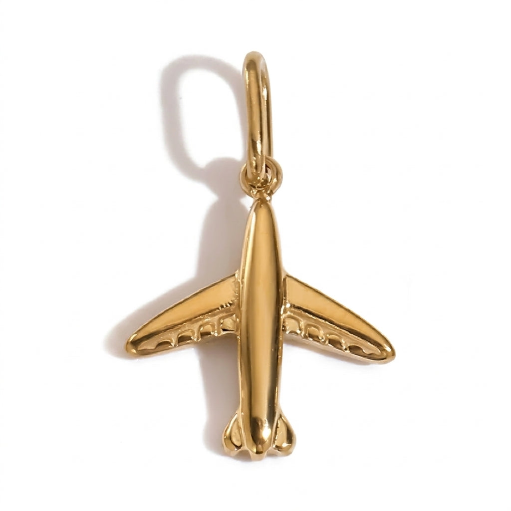 Gold Airplane Pendant jewelry component for DIY projects - image 1