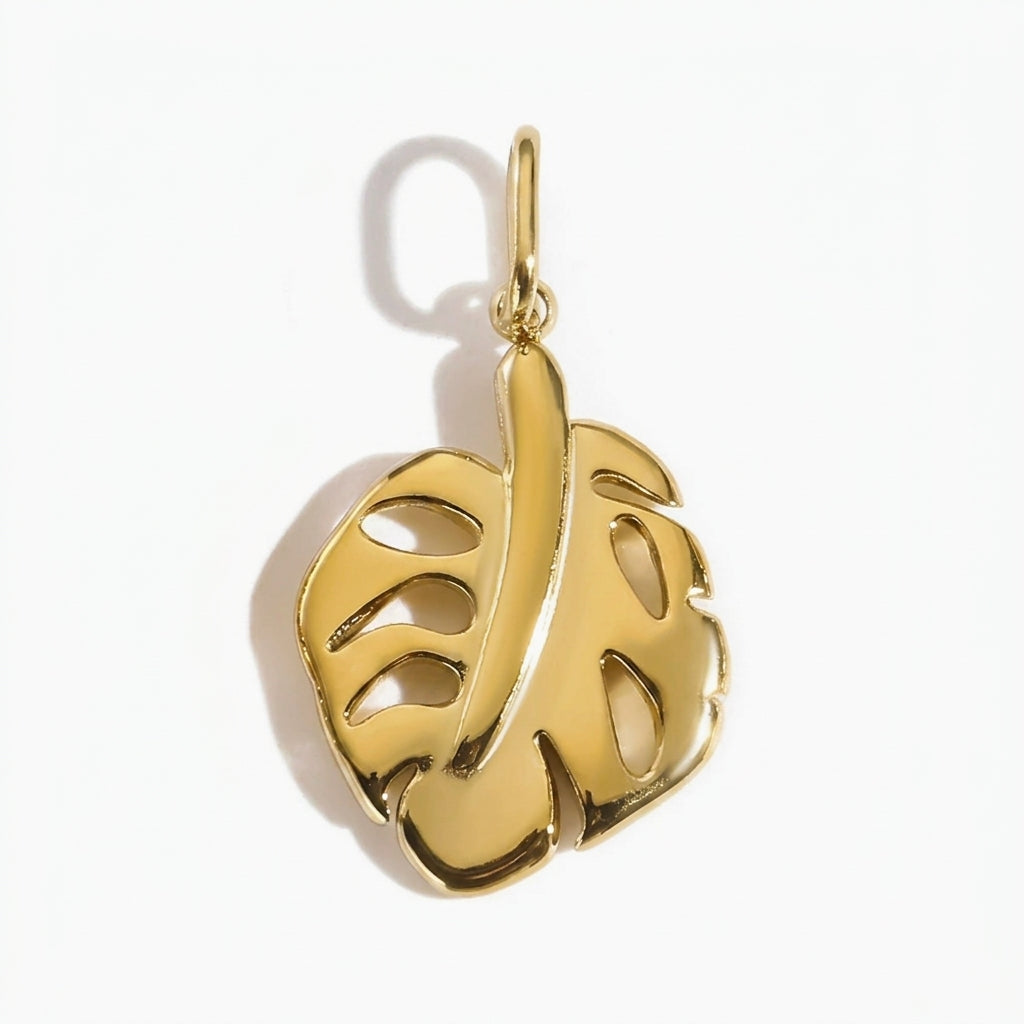 Gold Monstera Leaf Pendant jewelry component for DIY projects - image 1