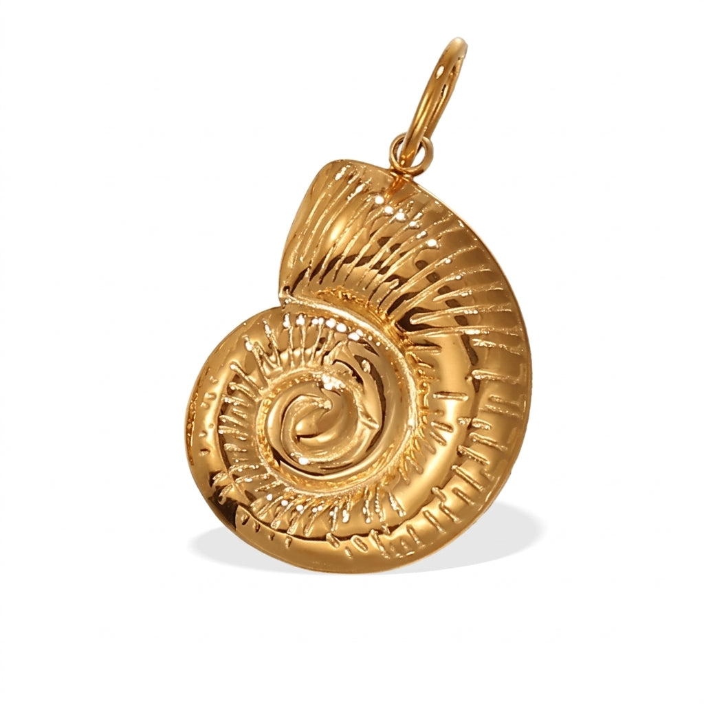 Gold Spiral Shell Pendant jewelry component for DIY projects - image 1