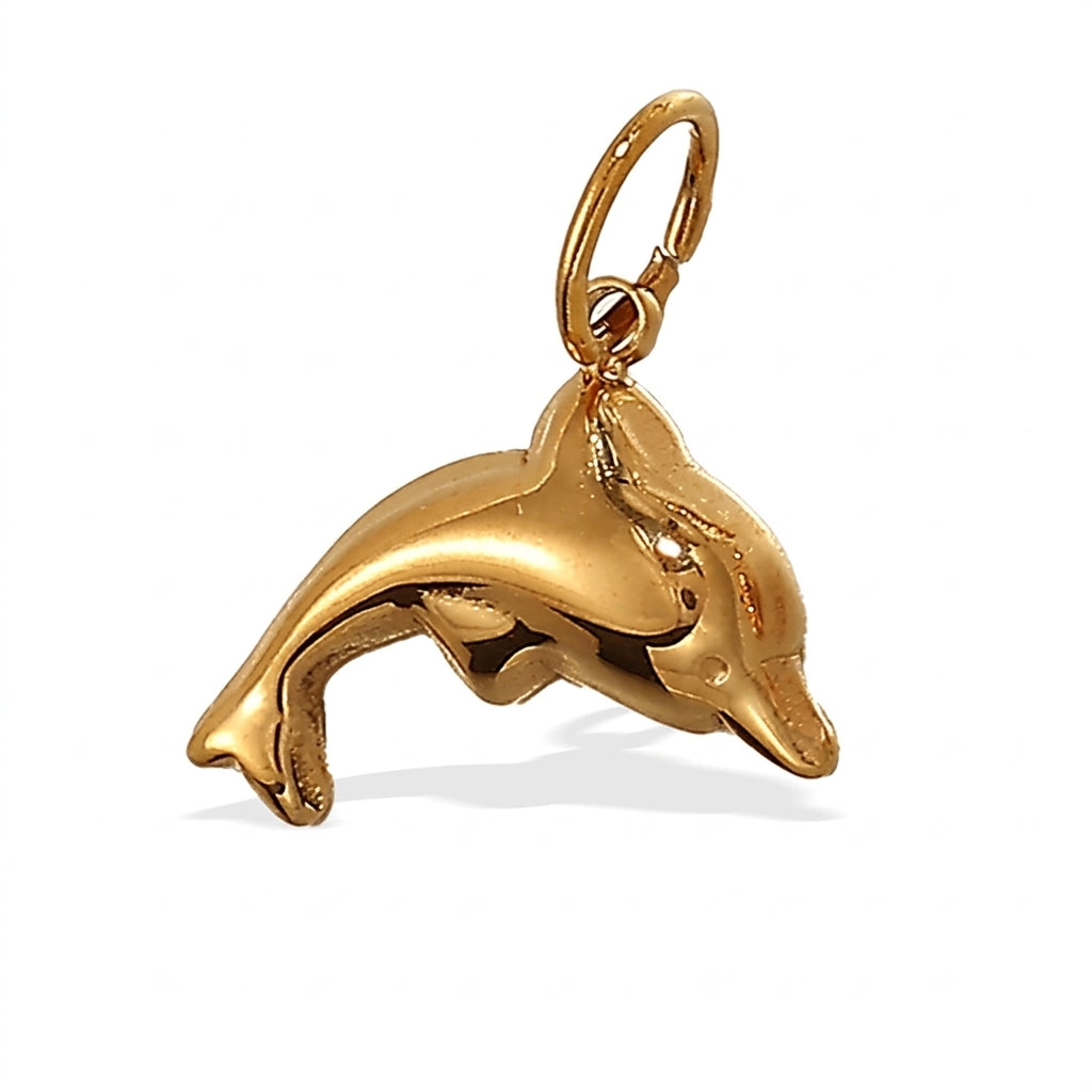 Gold Dolphin Pendant jewelry component for DIY projects - image 1