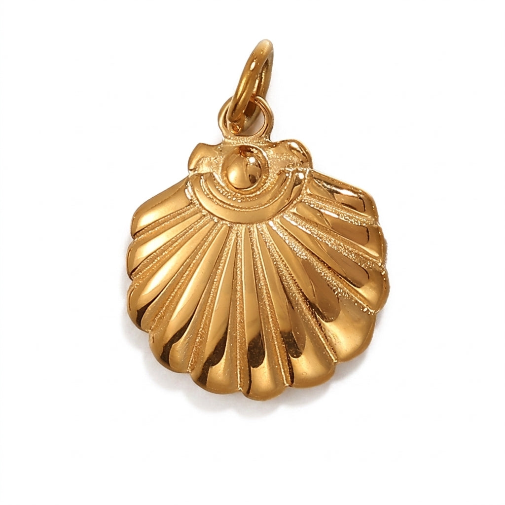 Gold Scallop Shell Pendant jewelry component for DIY projects - image 1