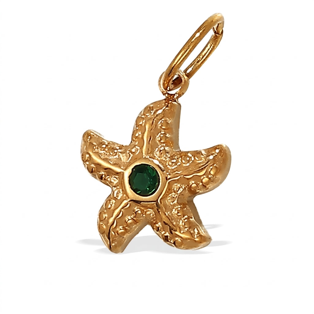 Green Stone Starfish Pendant jewelry component for DIY projects - image 1