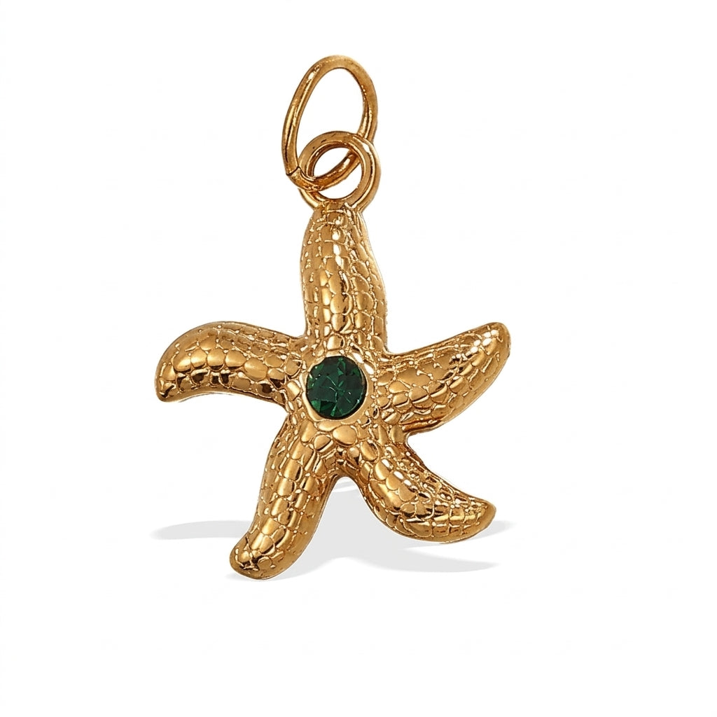 Teal Stone Starfish Pendant jewelry component for DIY projects - image 1
