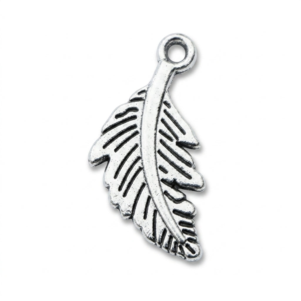 Silver Feather Pendant jewelry component for DIY projects - image 1