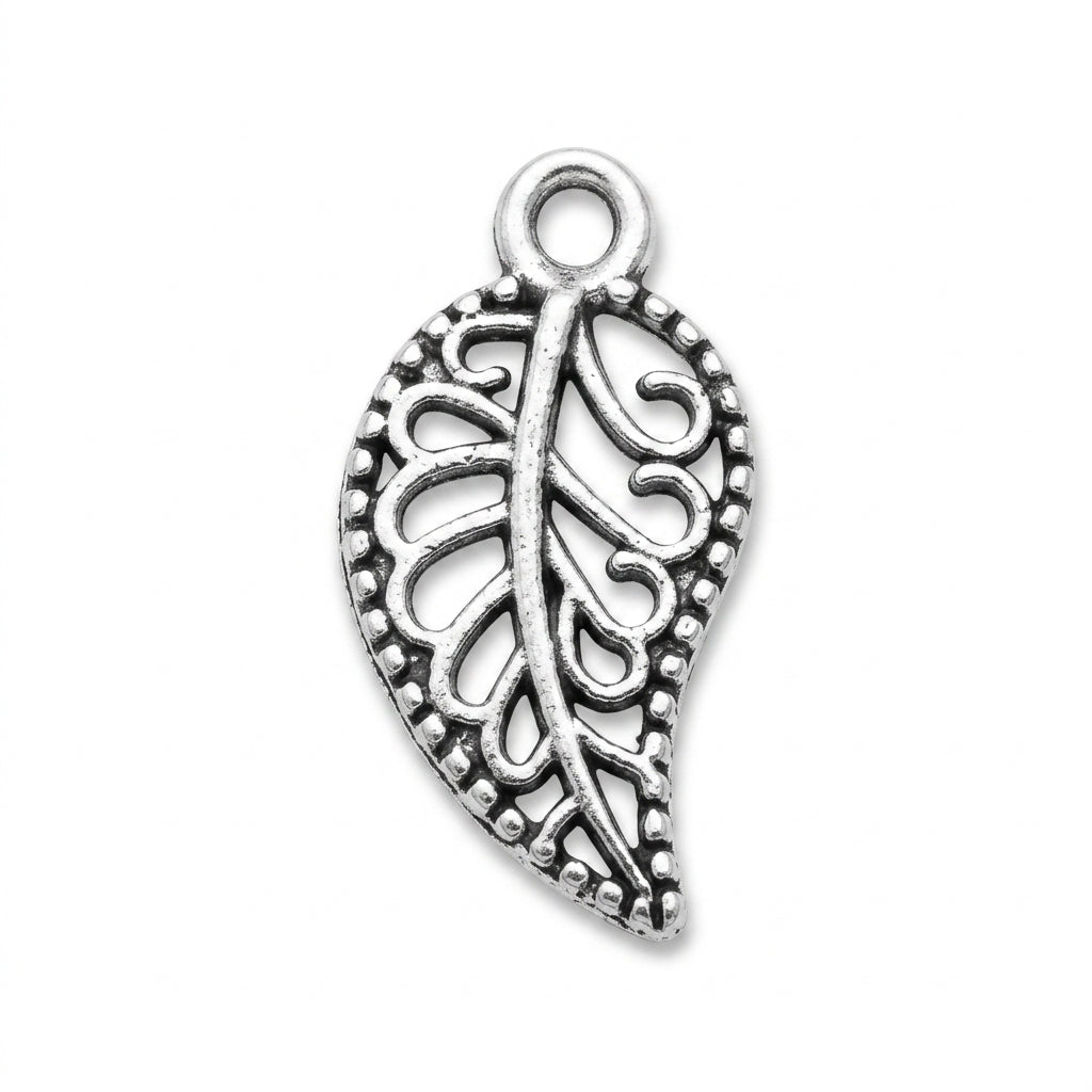 Silver Paisley Leaf Pendant jewelry component for DIY projects - image 1