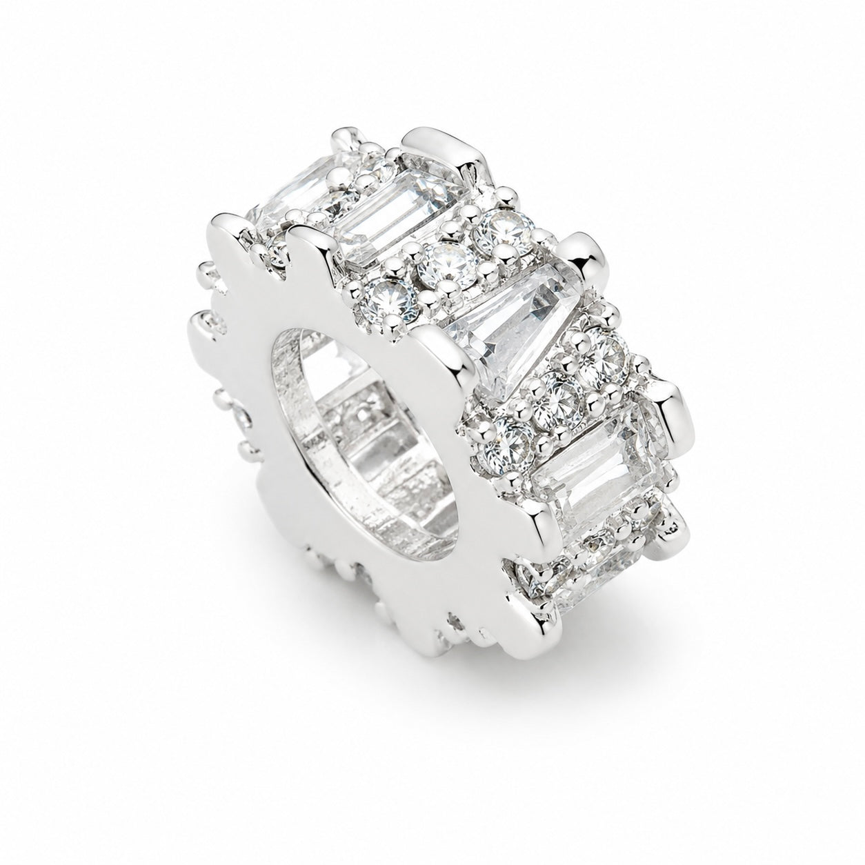 Silver Baguette Zircon Spacer jewelry component for DIY projects - image 1