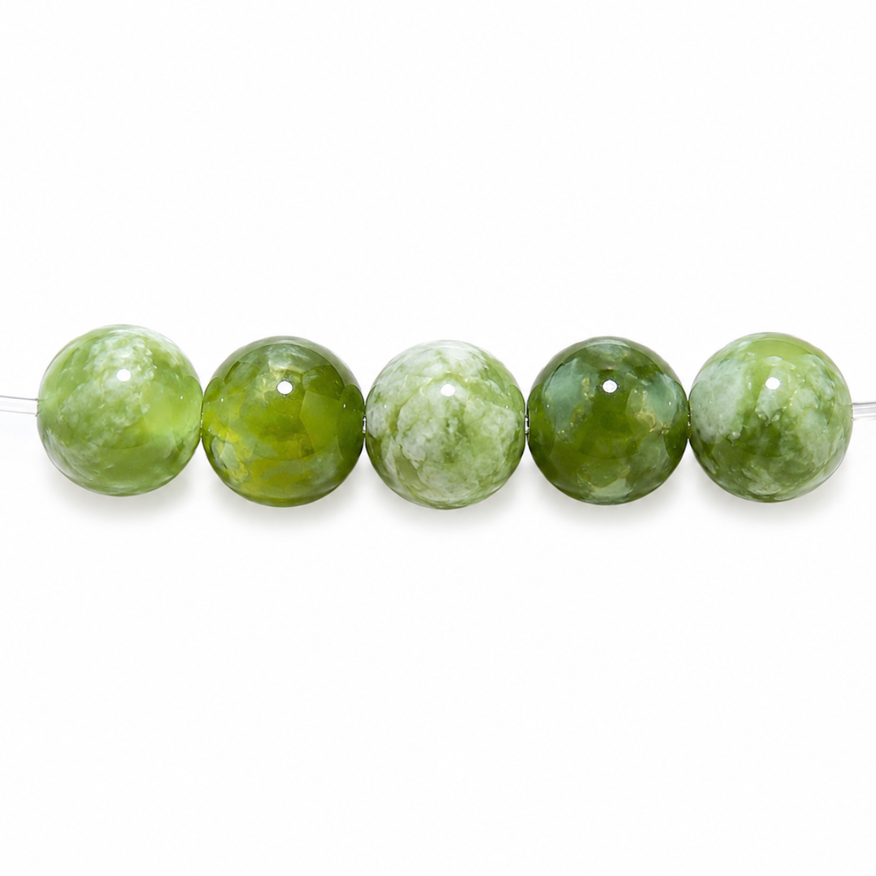Deep Green Xiuyan Jade Beads jewelry component for DIY projects - image 1