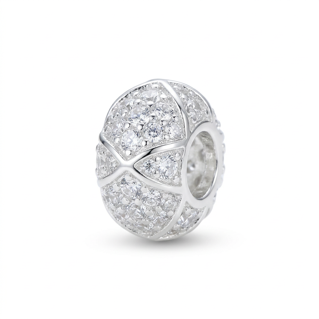 Silver Zircon Barrel Bead jewelry component for DIY projects - image 1