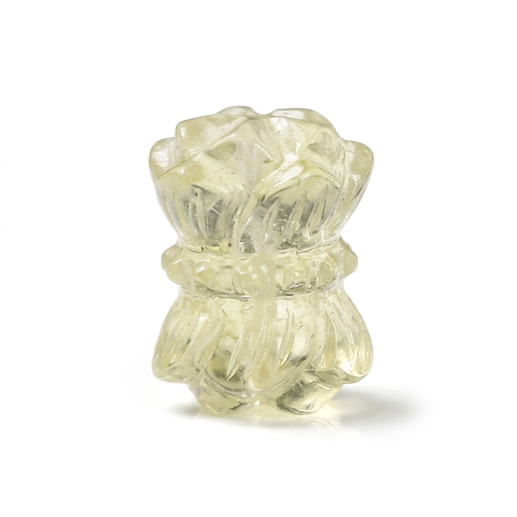 Yellow Xiuyan Jade Lotus Bead jewelry component for DIY projects - image 1