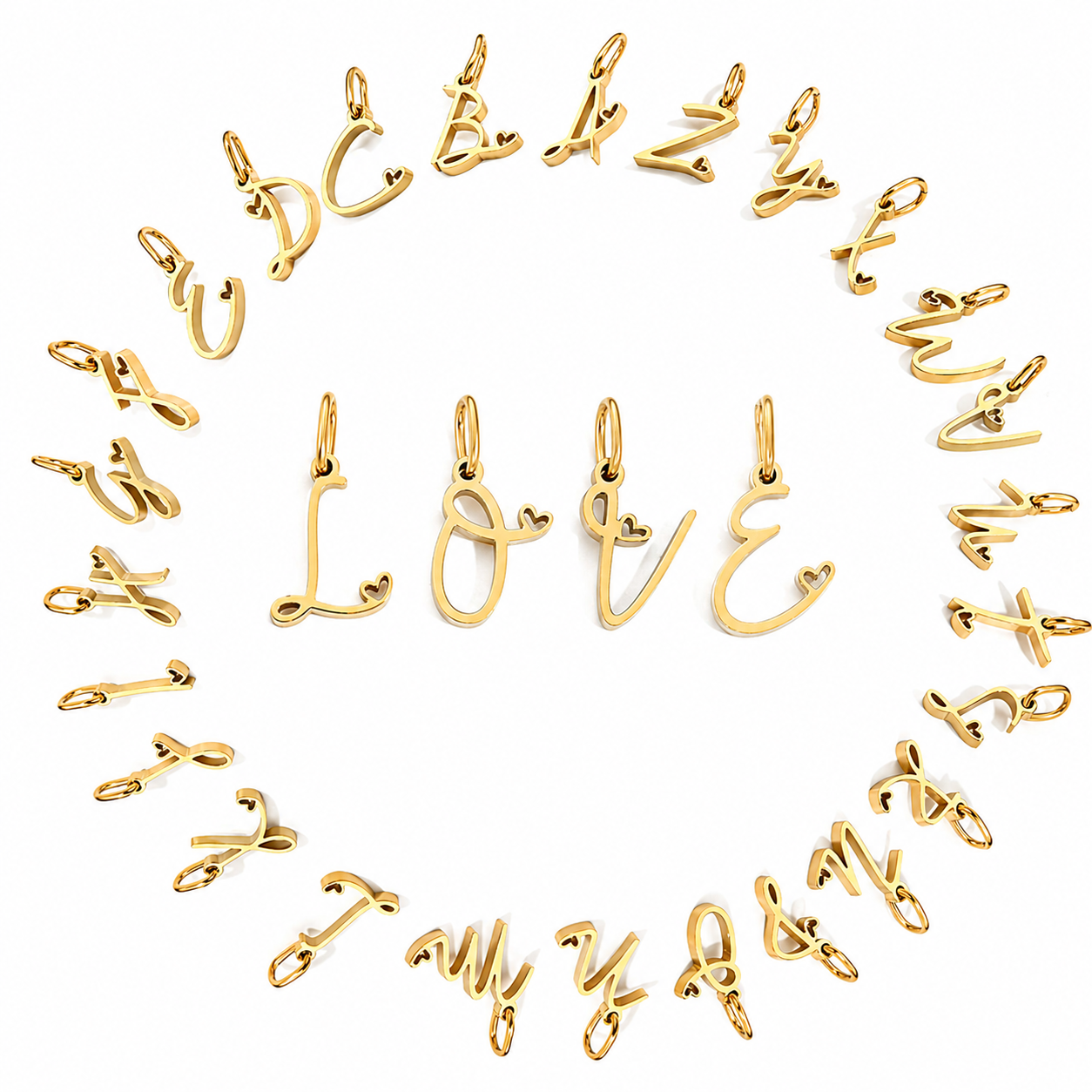 Gold Script Letter Charms jewelry component for DIY projects - image 1
