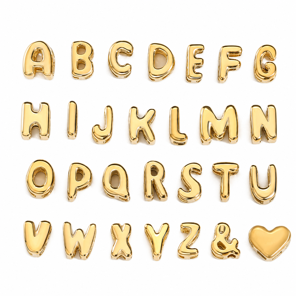 Gold Bubble Letter Charms jewelry component for DIY projects - image 1