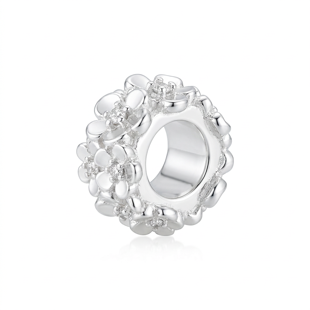 Silver Zircon Bubble Spacer jewelry component for DIY projects - image 1