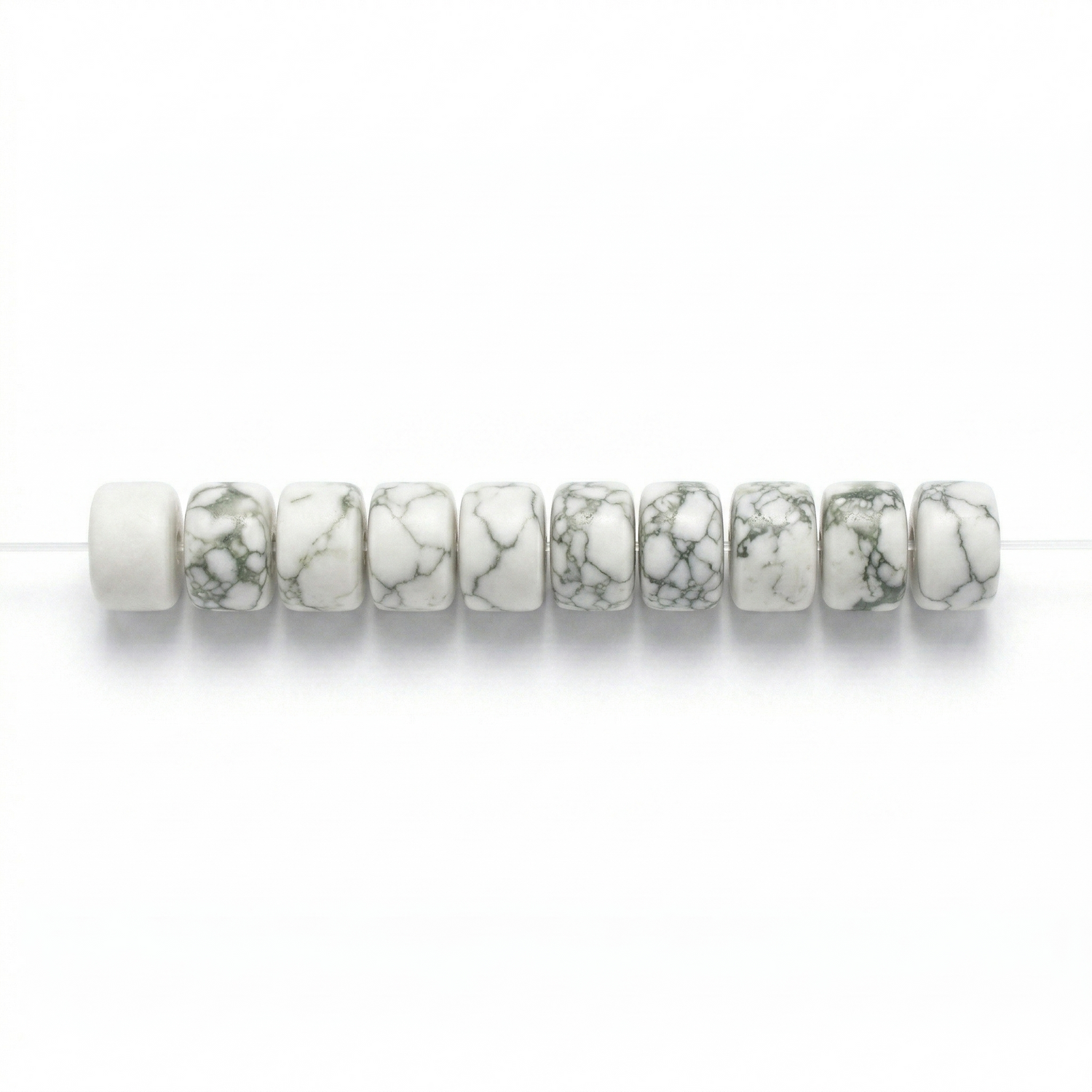 White Veined Spacer Beads