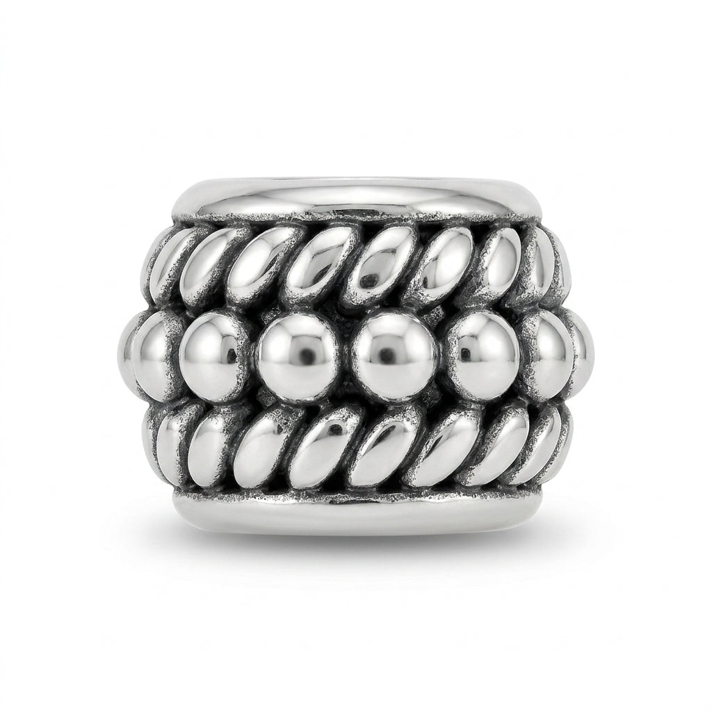 Tibetan Silver Rope Barrel Spacer